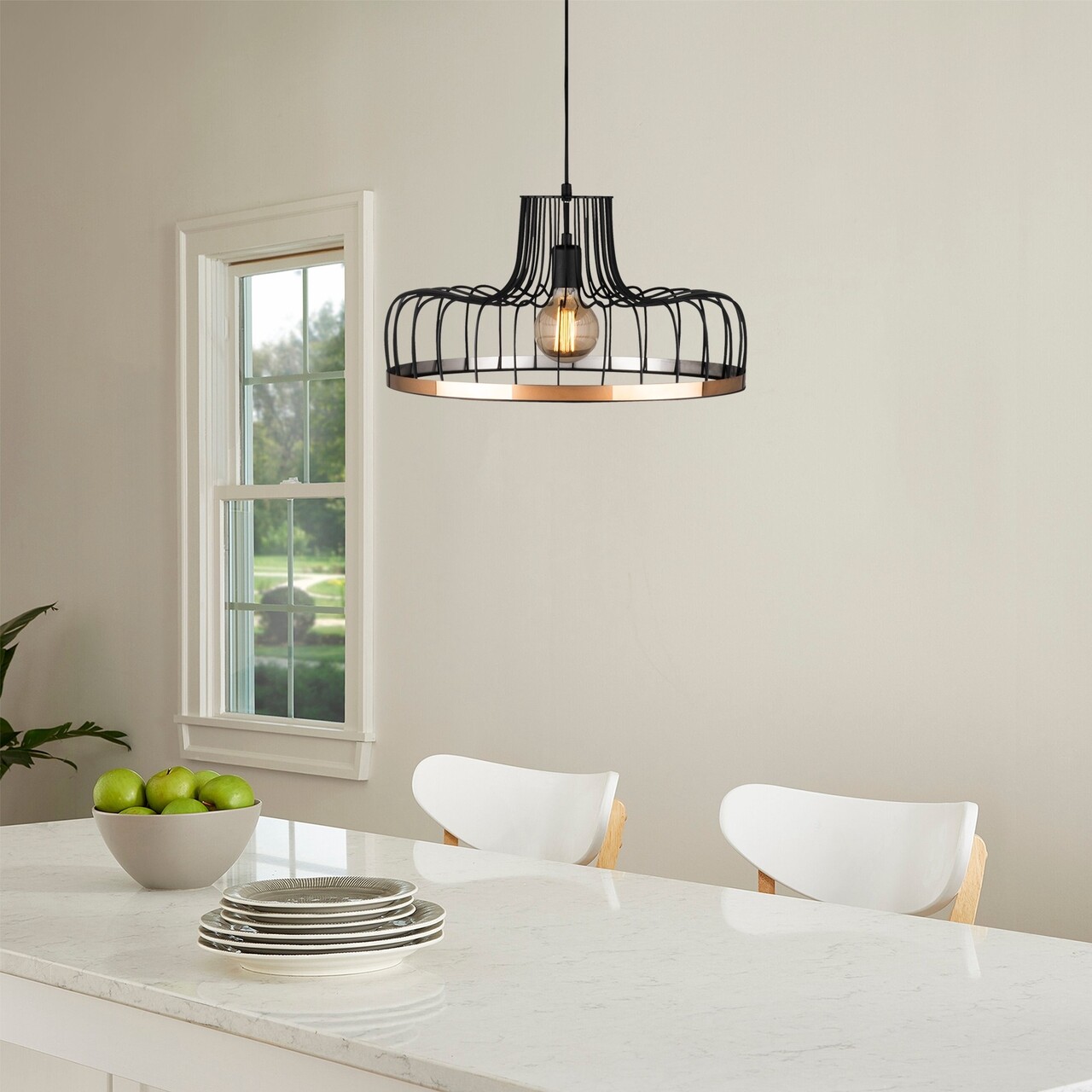 Lustra, Fellini - MR - 769, Alby, 53 x 124 cm, 1 x E27, 40W, negru/cupru - imagine 7